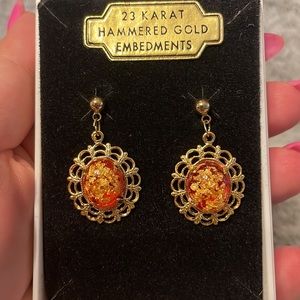 Vintage 23k Embellished Earrings